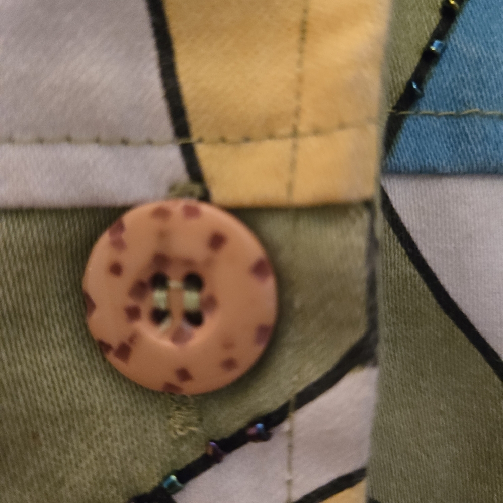 Patchwork Blue and Green Beaded Jean Jacket. 20x25 - Picture 10 of 10